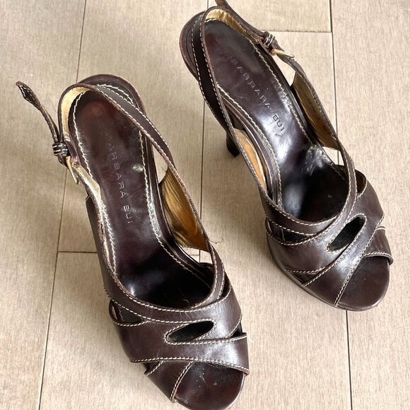 Barbara Bui Brown Open Toe Heels - Picture 2 of 8